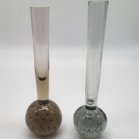 unbranded Other - Vintage Mid Century Modern Bubble Art Glass Bud Vases Set of 2